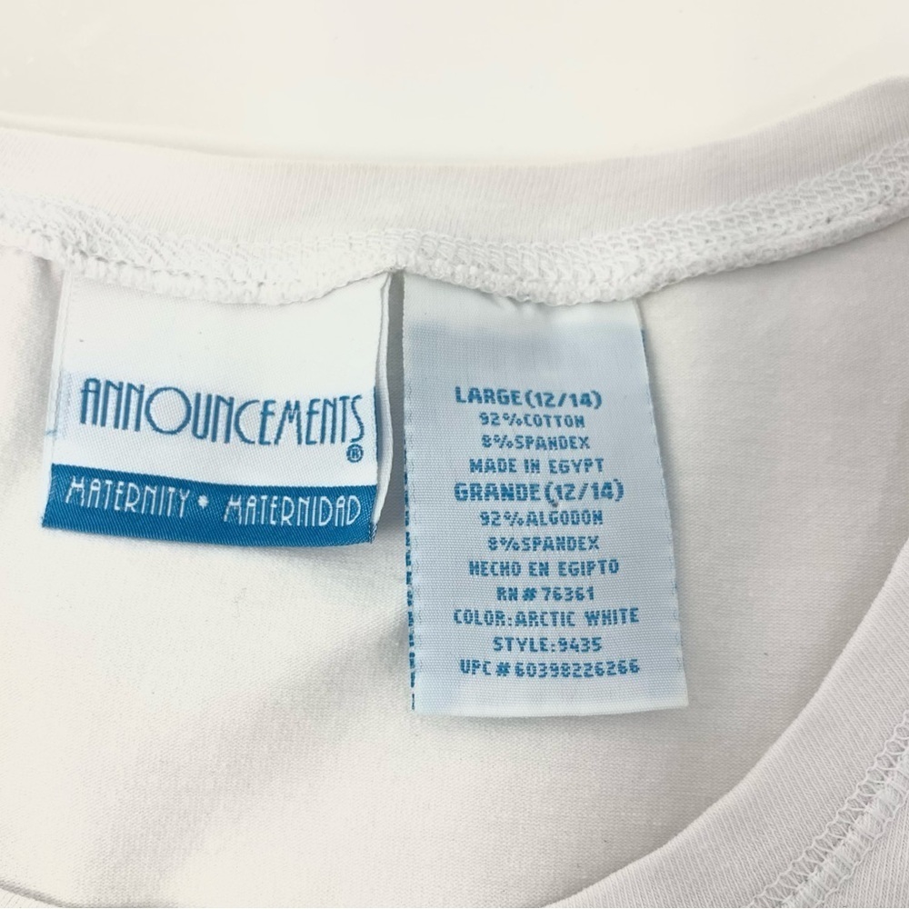 Announcements White Long Sleeve Top T-Shirt Women’s Maternity Blouse size L - Picture 4 of 6